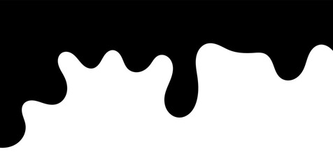 Black melting paint. Dripping splatter and dribble brush strokes with stain and leak, dirty fluid brush icons. Vector isolated. Different borders with flowing ink, sticky liquid design
