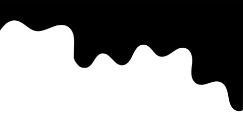 Black melting paint. Dripping splatter and dribble brush strokes with stain and leak, dirty fluid brush icons. Vector isolated. Different borders with flowing ink, sticky liquid design