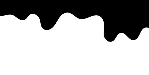 Black melting paint. Dripping splatter and dribble brush strokes with stain and leak, dirty fluid brush icons. Vector isolated. Different borders with flowing ink, sticky liquid design