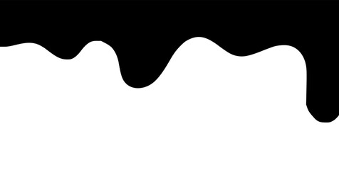 Black melting paint. Dripping splatter and dribble brush strokes with stain and leak, dirty fluid brush icons. Vector isolated. Different borders with flowing ink, sticky liquid design