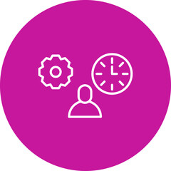 Workaholic Vector Line Pink Circle Icon Design