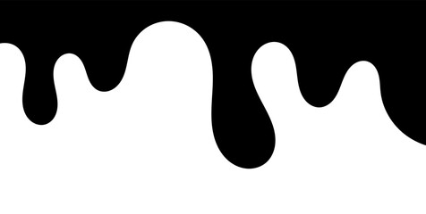 Black melting paint. Dripping splatter and dribble brush strokes with stain and leak, dirty fluid brush icons. Vector isolated. Different borders with flowing ink, sticky liquid design