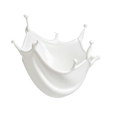 Milk splash against white background for food and beverage branding, dairy products advertisements, or culinary blog posts. Versatile and visually appealing.