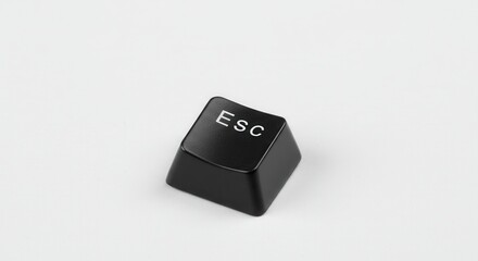 A black escape key from a computer keyboard is isolated on white background