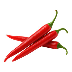 Crisscrossed Red Chili Peppers &ndash; Fresh Glossy Hot Peppers with Green Stems &ndash; High Quality Transparent Stock Image