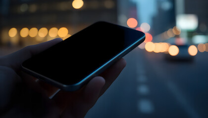 Smartphone with Blank Screen on Desk – Close-Up