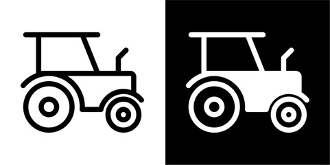 Farm Tractor Icon: Agricultural Vehicle for Farming, Rural Life & Industry