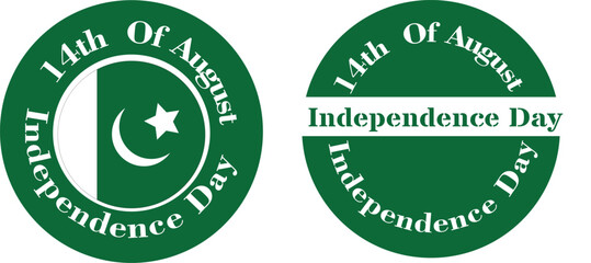 Minimalist Round Badge for 14th August Independence Day in Pakistan Vector