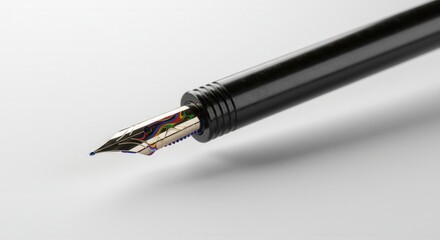 Naklejka premium A black fountain pen is isolated on white background