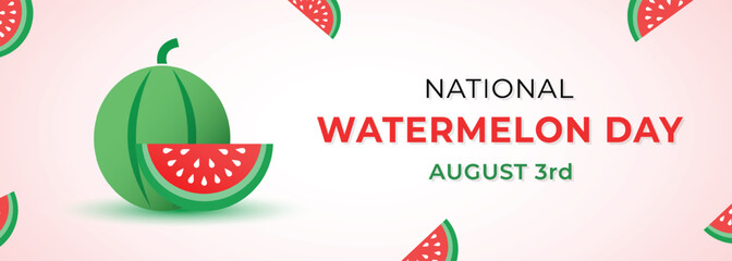 Vector Happy Watermelon Day Banner Design Celebration