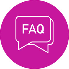 Faq Vector Line Pink Circle Icon Design