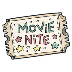 Clip Art of Movie Ticket Celebrating Cinema Culture in a Whimsical Style