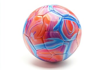 Fototapeta premium Colorful soccer ball with swirl design isolated on white background