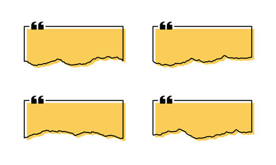 Vector Set of Quotation Empty Frame With Torn Paper Style Template Design