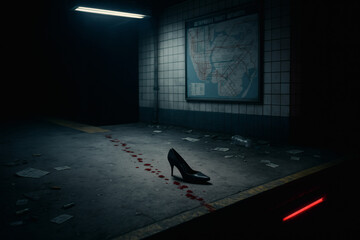 Lone Heel by Wall Map &mdash; Underground Murder Scene