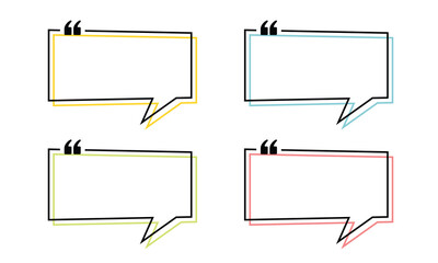 Vector Set of Empty Speech Frame Outline For Quotes And Conversation Template Design