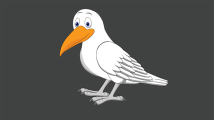 Cartoon Seagull with Orange Beak and Blue Eyes