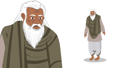Cartoon Vector Illustration of Indian Village Man in Traditional Attire – Rural Character Standing Pose