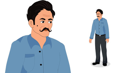 Cartoon Vector Man in Formal Attire – Standing Male Character Illustration