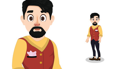 Cartoon Vector Man in Formal Attire – Standing Male Character Illustration