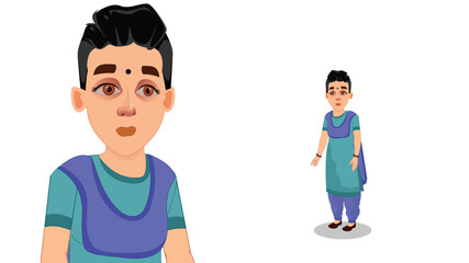 Cartoon depiction of an Indian woman in traditional dress