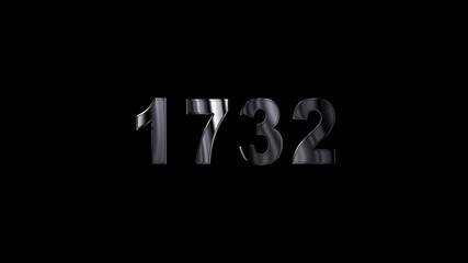 1732 years , 1732 title metal text , 1732 welcome. many old years are going to light over taxes .Old text ,applicable for new year promotions, celebrations ,metal animation text on transparent black.