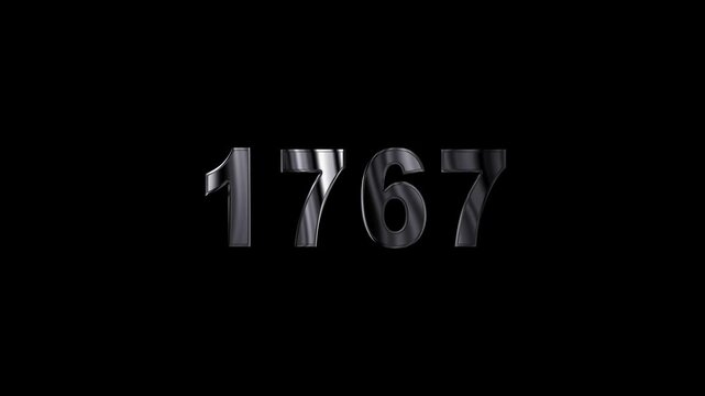  1767 years , 1767 title metal text , 1767 welcome. many old years are going to light over taxes .Old text ,applicable for new year promotions, celebrations ,metal animation text on transparent black.