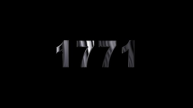  1771 years , 1771 title metal text , 1771 welcome. many old years are going to light over taxes .Old text ,applicable for new year promotions, celebrations ,metal animation text on transparent black.