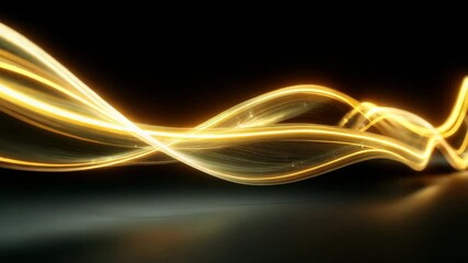 Dynamic Golden Light Waves Flowing Across a Dark Background for Digital Art - Powered by Adobe