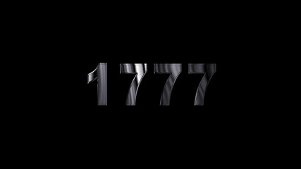  1777 years , 1777 title metal text , 1777 welcome. many old years are going to light over taxes .Old text ,applicable for new year promotions, celebrations ,metal animation text on transparent black.