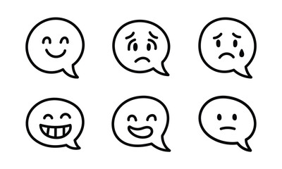 Vector Set of Hand Drawn Speech Bubble With Emoticon