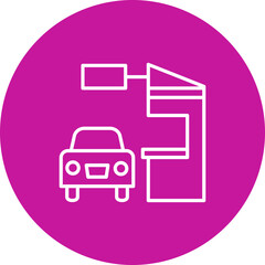Drive Thru Vector Line Pink Circle Icon Design