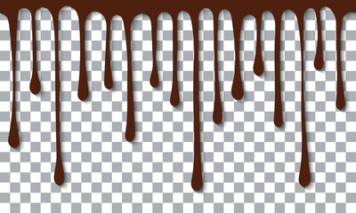 Vector Realistic Chocolate Falling Drops Isolated On Transparent Background