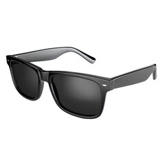 Close up shot of black wayfarer sunglasses with dark lenses on dark background