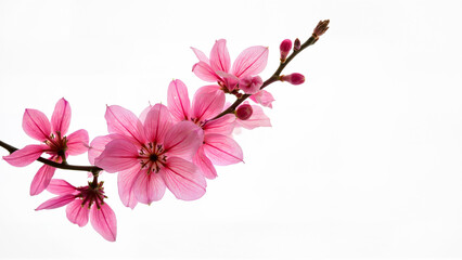 Fototapeta premium Pink magnolia Lili flora flowers and buds on a branch are isolated on a white background. Suitable for botanical projects, floral design, and educational materials.