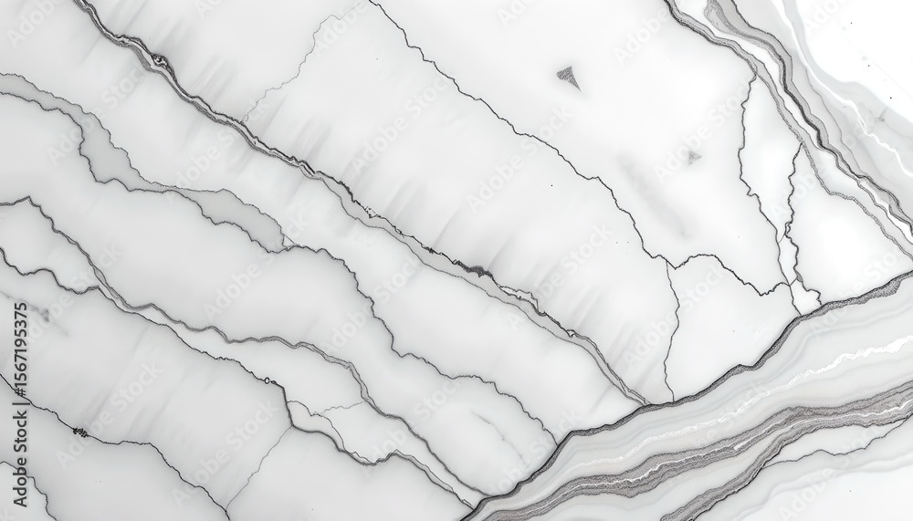 Poster Marble texture with intricate grey veining patterns, revealing the natural beauty of the stone. The patterns create a sense of depth and movement.
