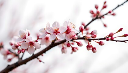 Captivating Close-Up of Delicate Cherry Blossoms in Full Bloom, Springtime Beauty