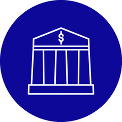 Bank  Vector Line Pink Circle Icon Design