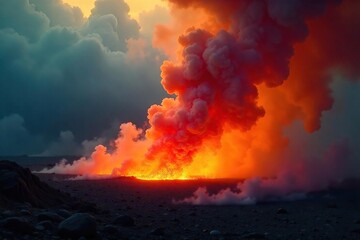 Mysterious Steam Rising from an Unknown Source, Heat Haze Distorts a Dark and Dangerous Setting, Captivating Thriller