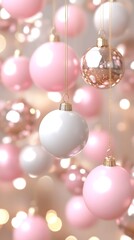 Fototapeta premium Pastel Holiday Ornament Elegance: A Festive Composition with Soft Lighting