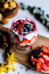 ice cream in a glass with fruit Berrys