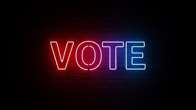 Neon Vote Sign - Election Campaign Graphic - Powered by Adobe