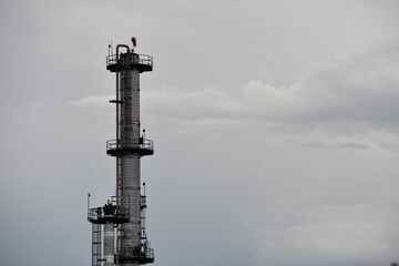 Exhaust tower on oil refinery.