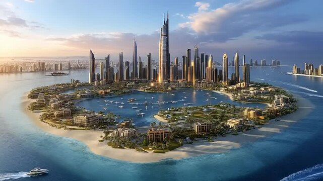 Futuristic Dubai Cityscape with Advanced Technology in High Definition Video
