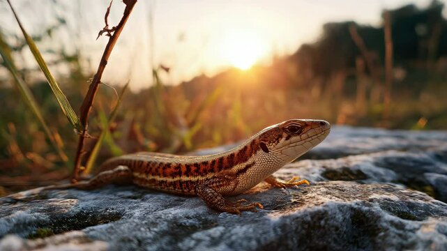 Lizard reptile wildlife nature sunlight rock outdoor summer brown animal closeup wild natural environment macro field grass forest habitat landscape fauna scale terrestrial day countryside ecology