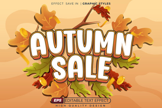 Editable 3d vector text effect autumn sale for poster, fler design