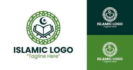 Creative Quran Logo with Geometric Frame for Islamic Event Branding
