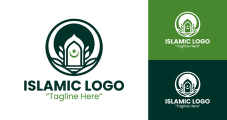 Professional Premium Islamic Logo with Green Dome and Crescent for Modern Event Branding