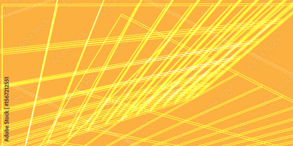 Poster dynamic abstract background with intersecting yellow lines on an orange backdrop creating a geometri