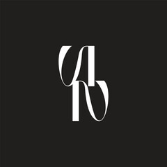 letter un nu ribbon ambigram simple logo vector
